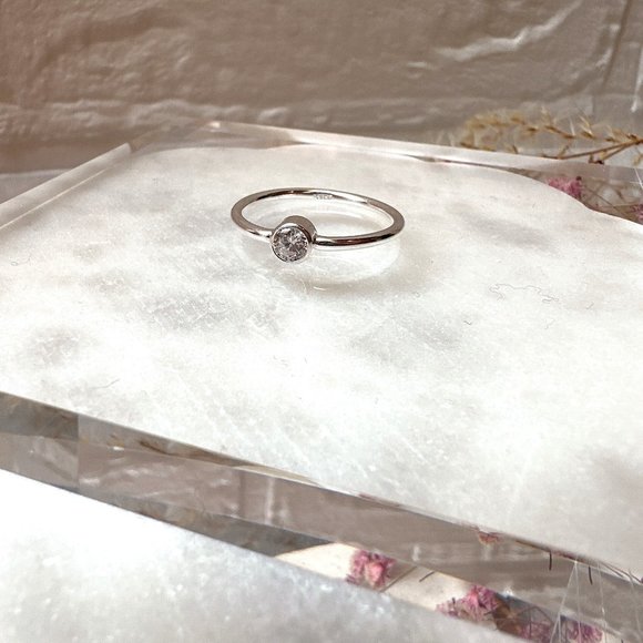 Cubic Zirconia Sterling Silver Solitaire Ring | .925 Sterling Silver - Picture 2 of 2